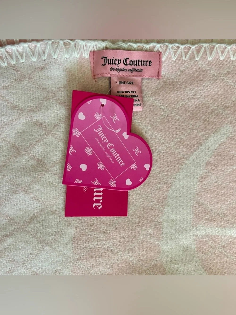 Juicy Couture Pink & White Monogram Blanket‎ Scarf